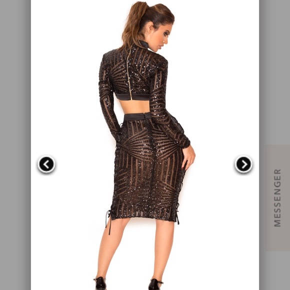 ❌❌S O L D!❌❌House of cb black sequin two piece set - Picture 2 of 7